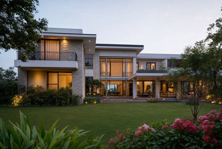 Landscaped exterior
